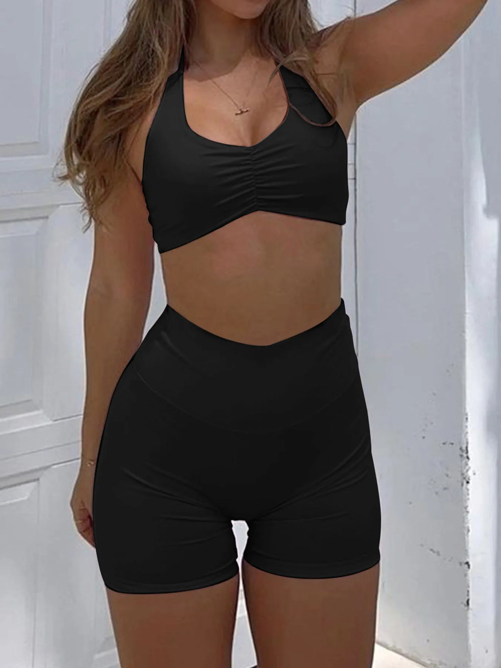 Halter Neck Cami and Shorts Active Set - Girly Tea