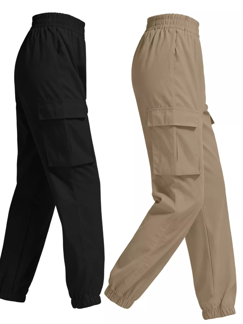 2 Piece Elastic Waist Cargo Pants - Girly Tea