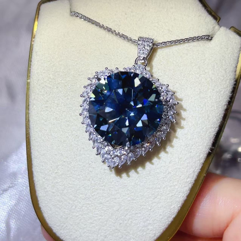 20 Carat Moissanite 925 Sterling Silver Pendant Necklace - Girly Tea
