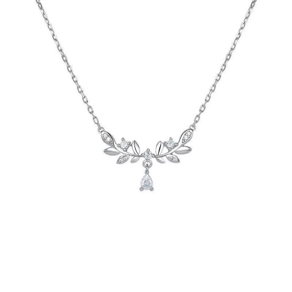 925 Sterling Silver Zircon Flower Necklace - Girly Tea