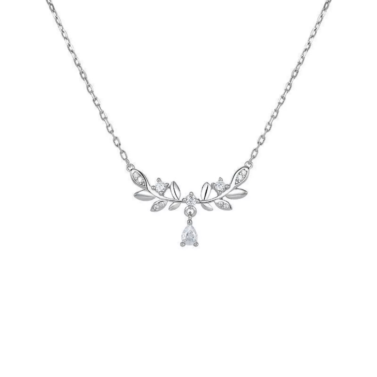 925 Sterling Silver Zircon Flower Necklace - Girly Tea