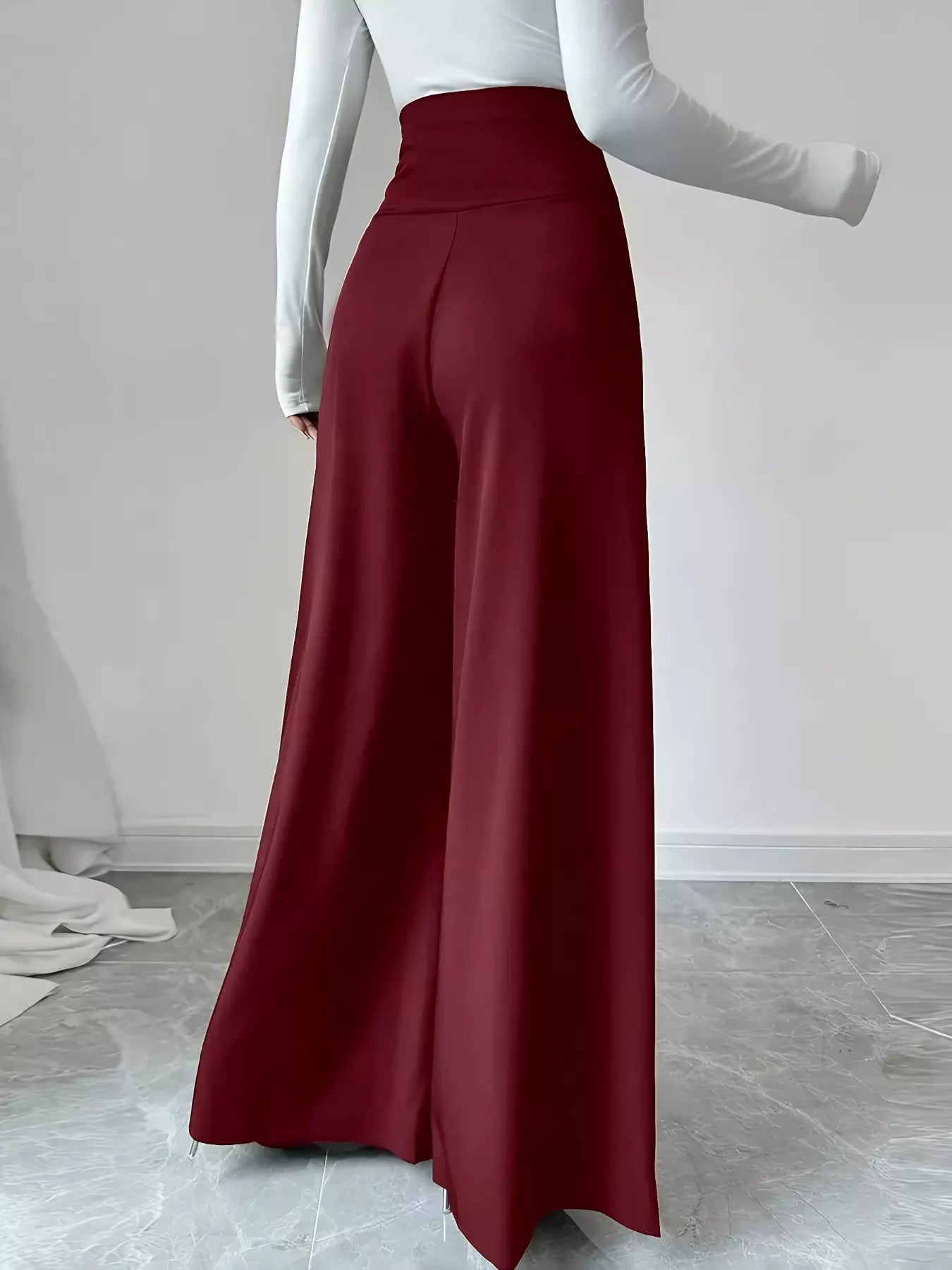 High Waist Wide Leg Button Decor Pants - Girly Tea