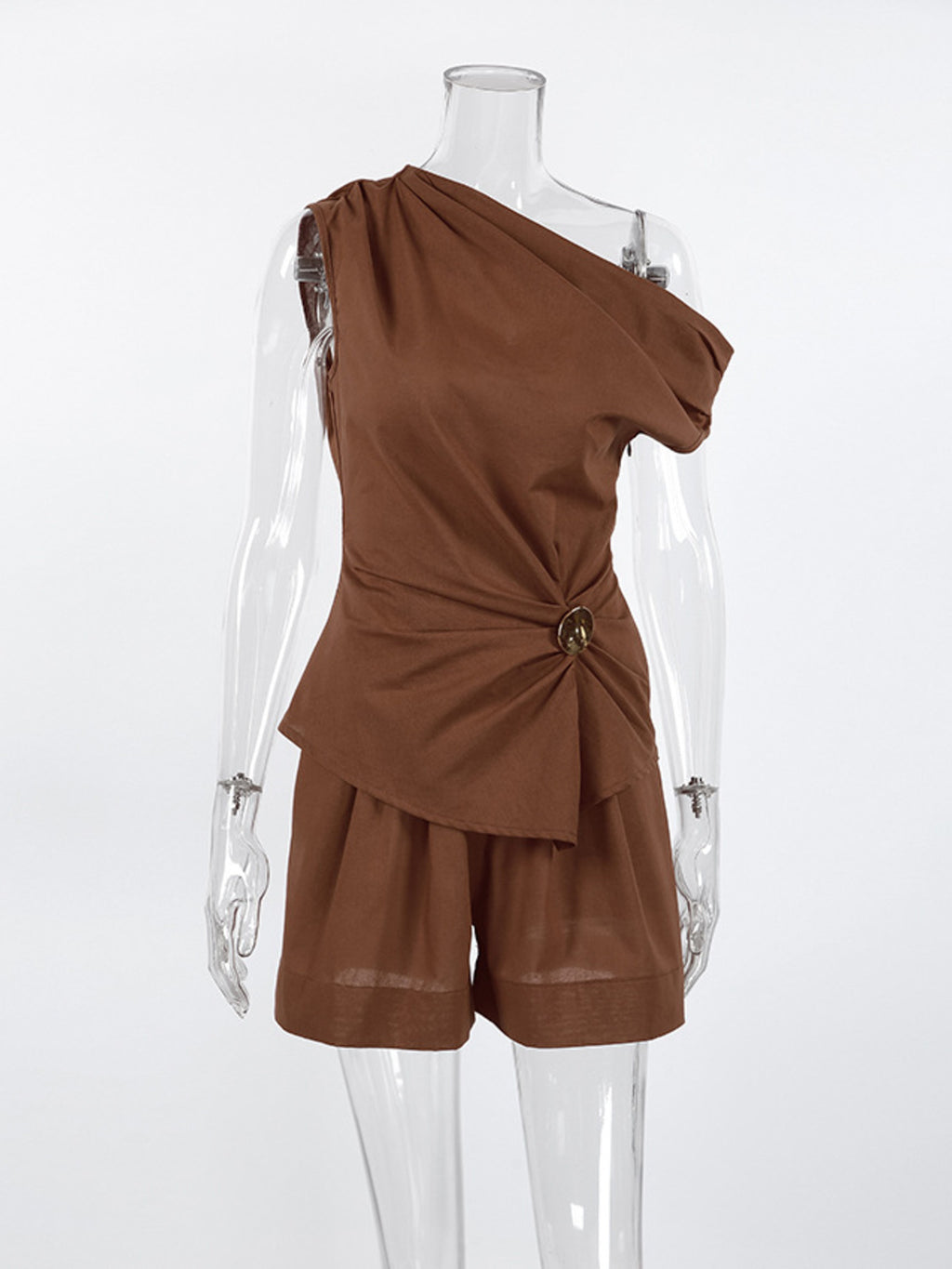 One-Shoulder Top and Shorts Set - Girly Tea