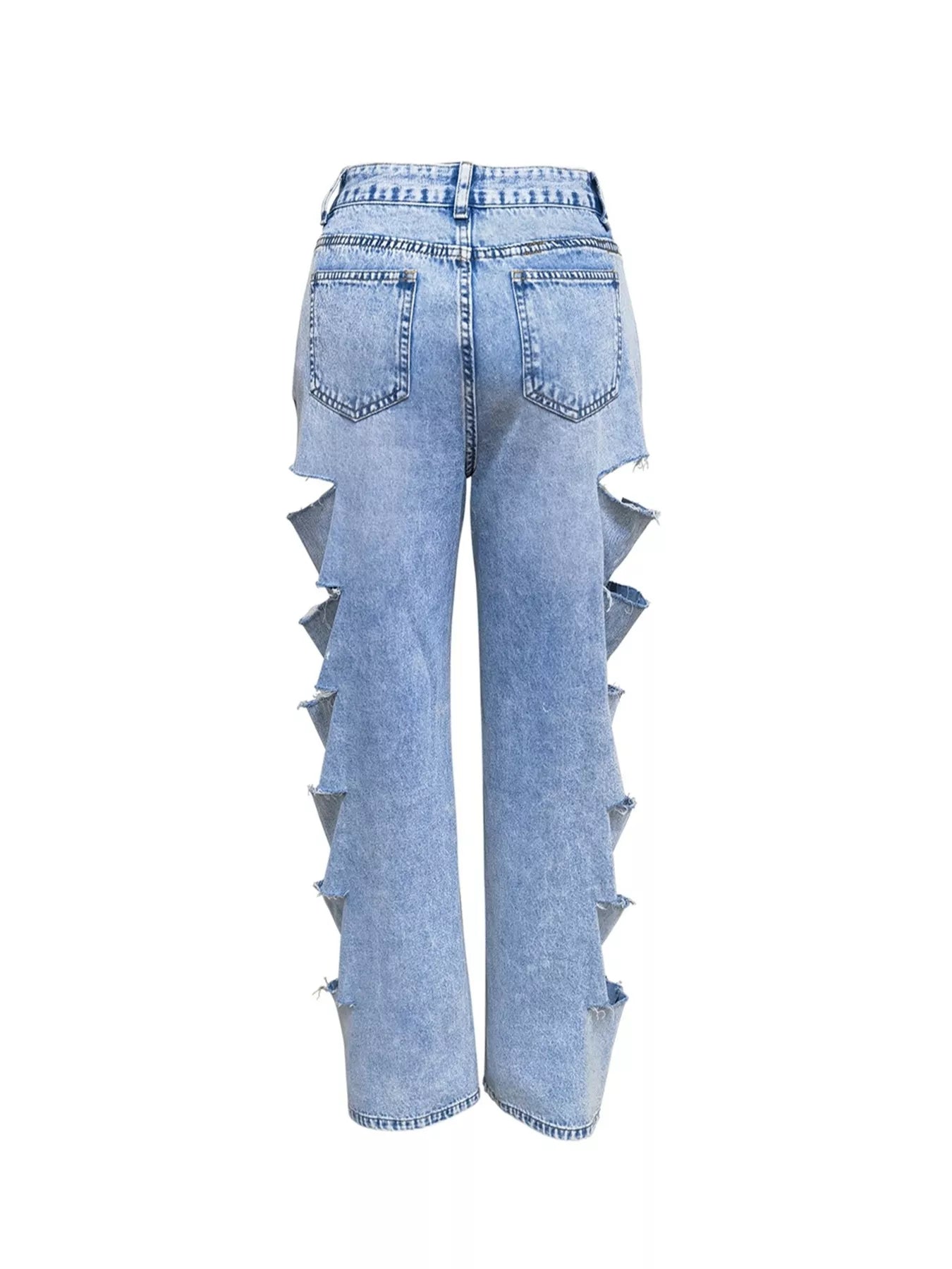 Distressed Wide Leg Jeans - Girly Tea