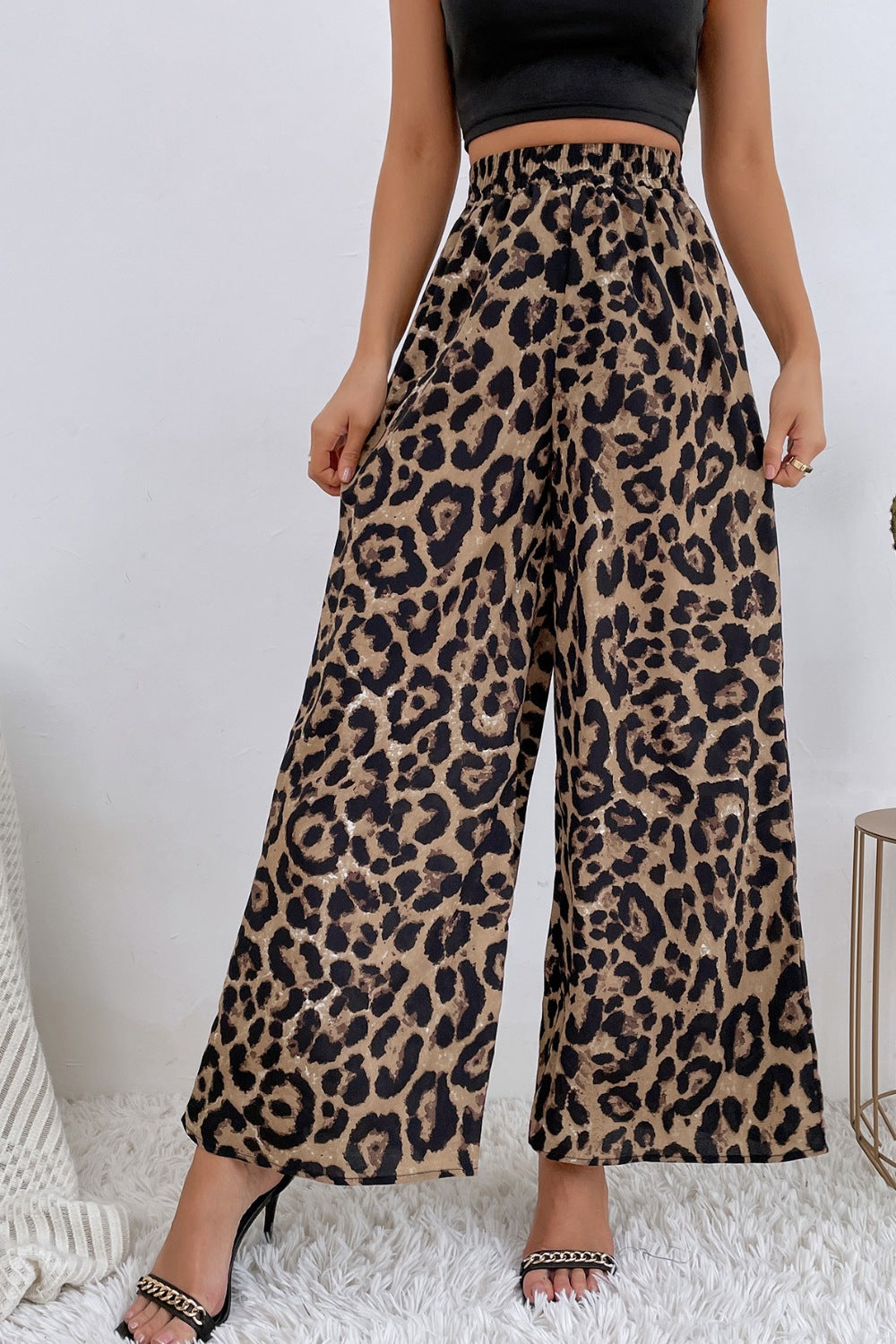Leopard High Waist Wide Leg Pants - Girly Tea
