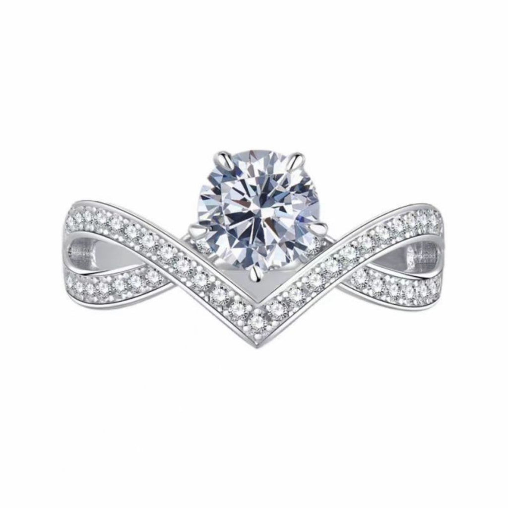 1 Carat Moissanite 925 Sterling Silver Ring - Girly Tea