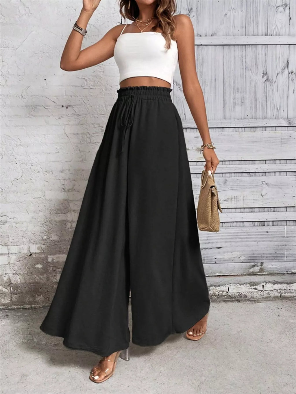 Frill Wide Leg Pants - Girly Tea