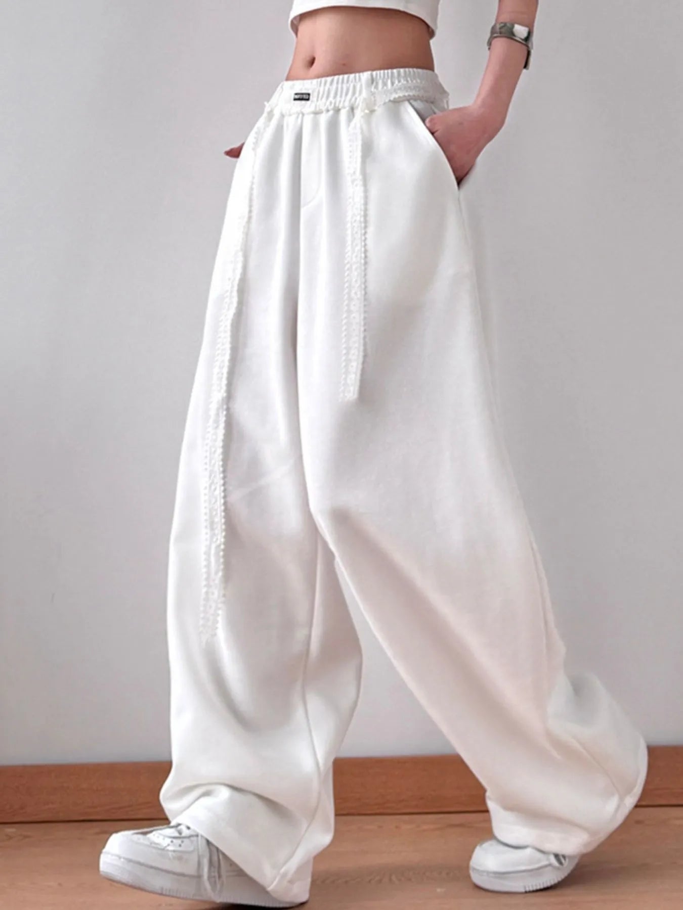 Elastic Waist Wide Leg Pants - Girly Tea