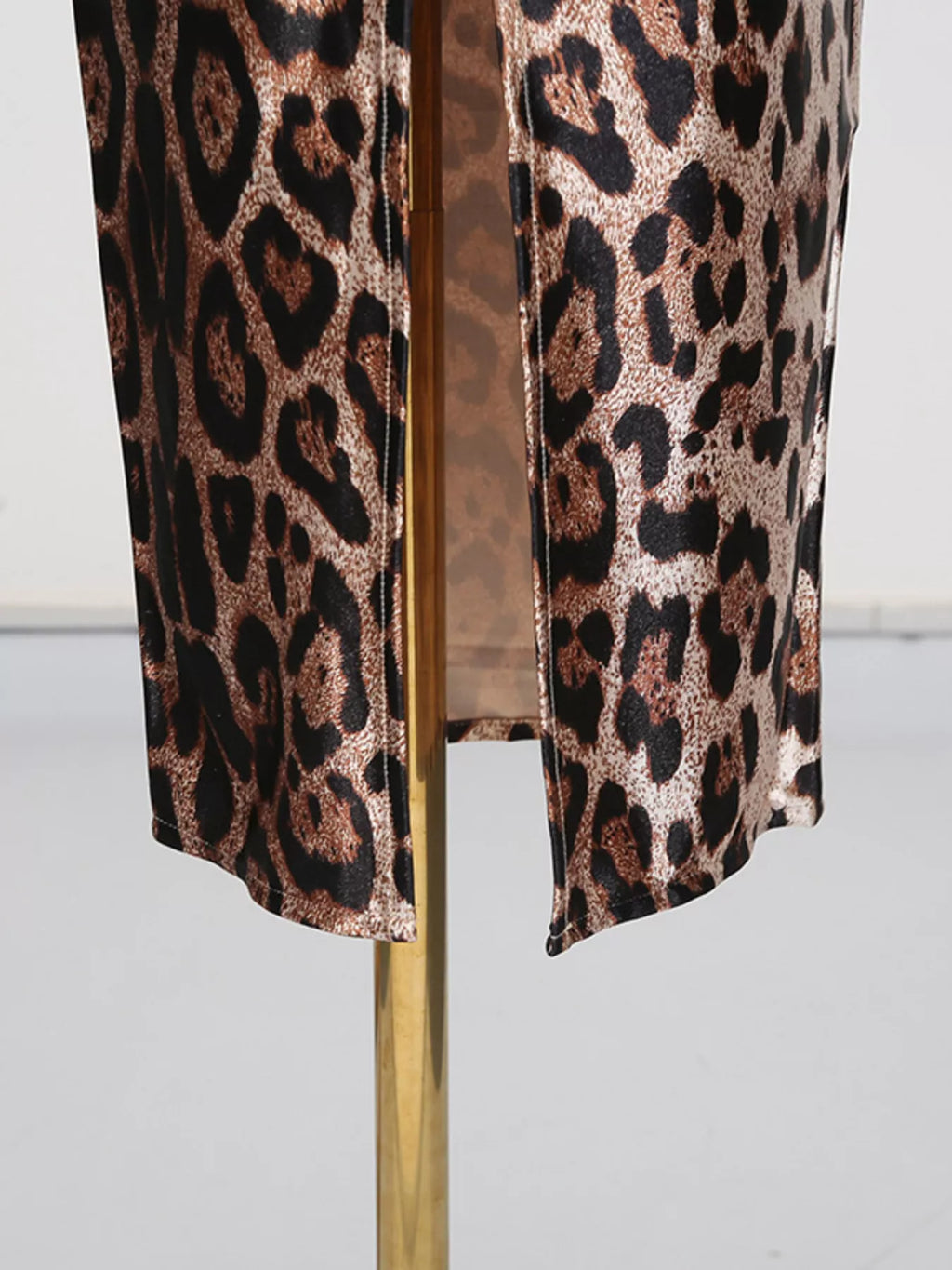 Leopard Print Bodycon Back Slit Midi Dress - Girly Tea
