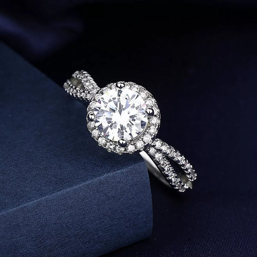 1 Carat 925 Sterling Silver Moissanite Ring - Girly Tea