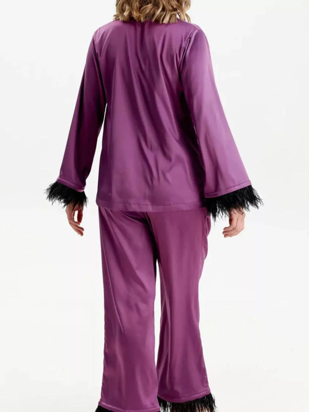 Silky Button Up Top and Pants Lounge Set - Girly Tea
