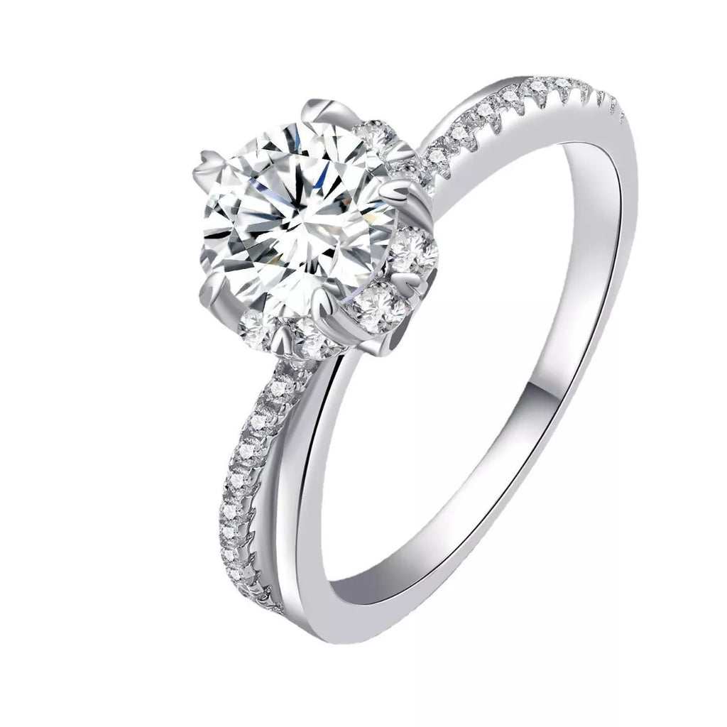1 Carat 925 Sterling Silver Moissanite Ring - Girly Tea