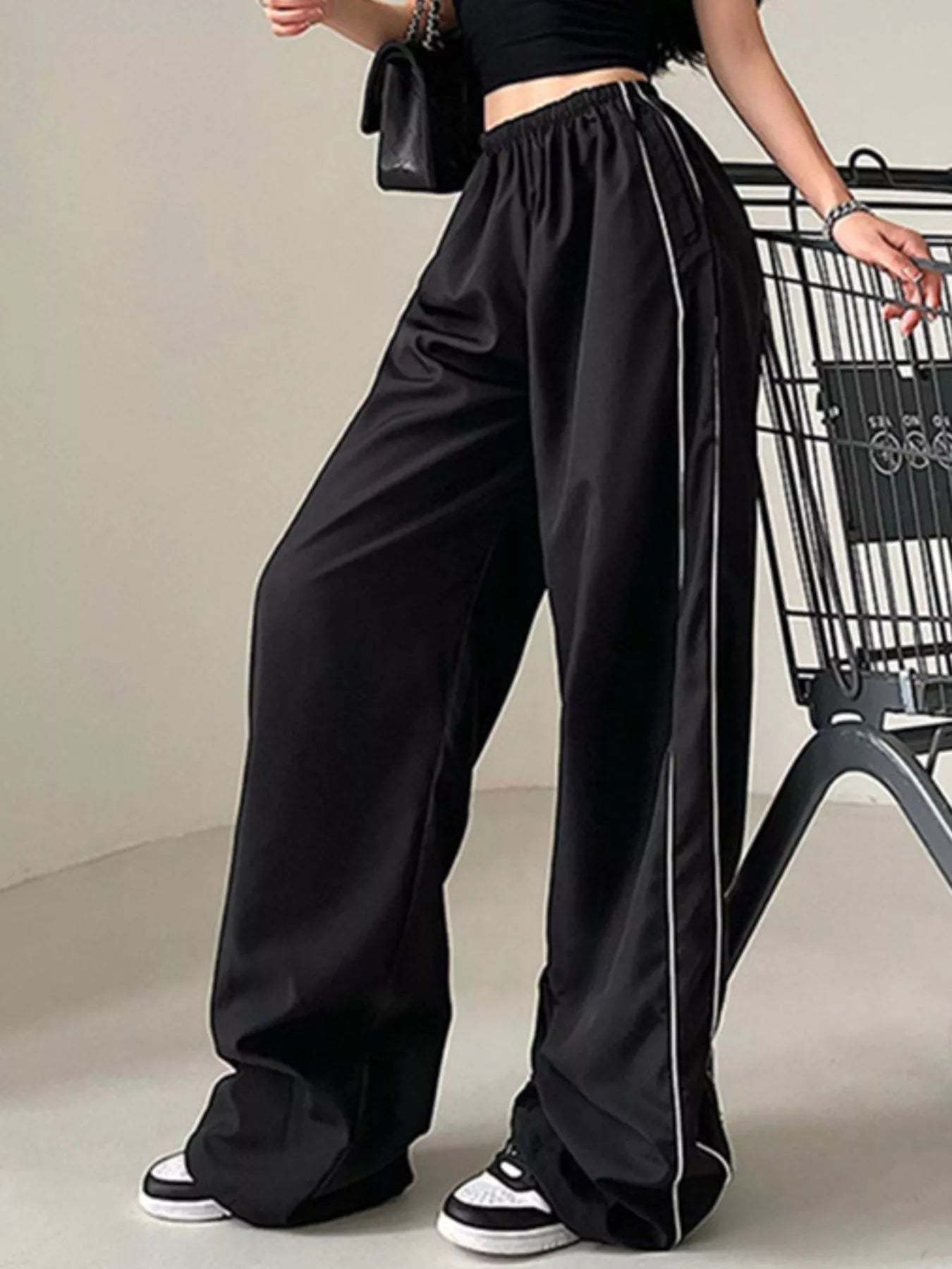 Elastic Waist Wide Leg Pants - Girly Tea