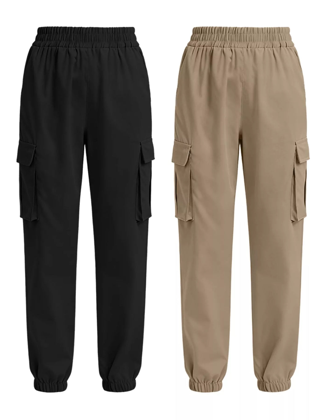 2 Piece Elastic Waist Cargo Pants - Girly Tea