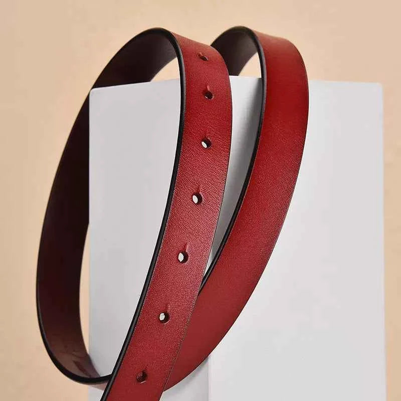 Triangle Buckle Leather Skinny Belt