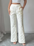 Textured High Waist Wide Leg Pants - Girly Tea