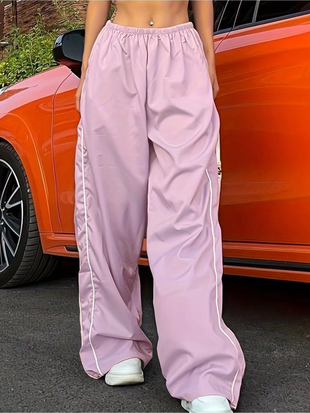 Elastic Waist Wide Leg Pants - Girly Tea