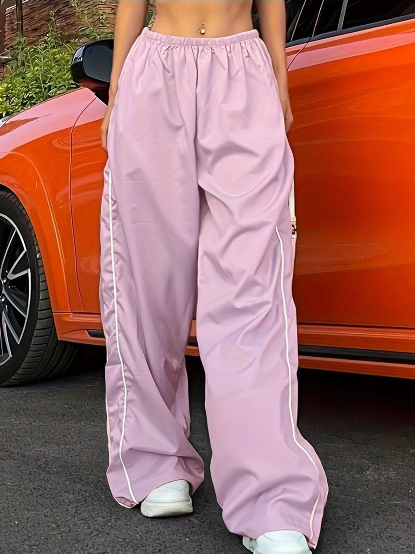 Elastic Waist Wide Leg Pants - Girly Tea
