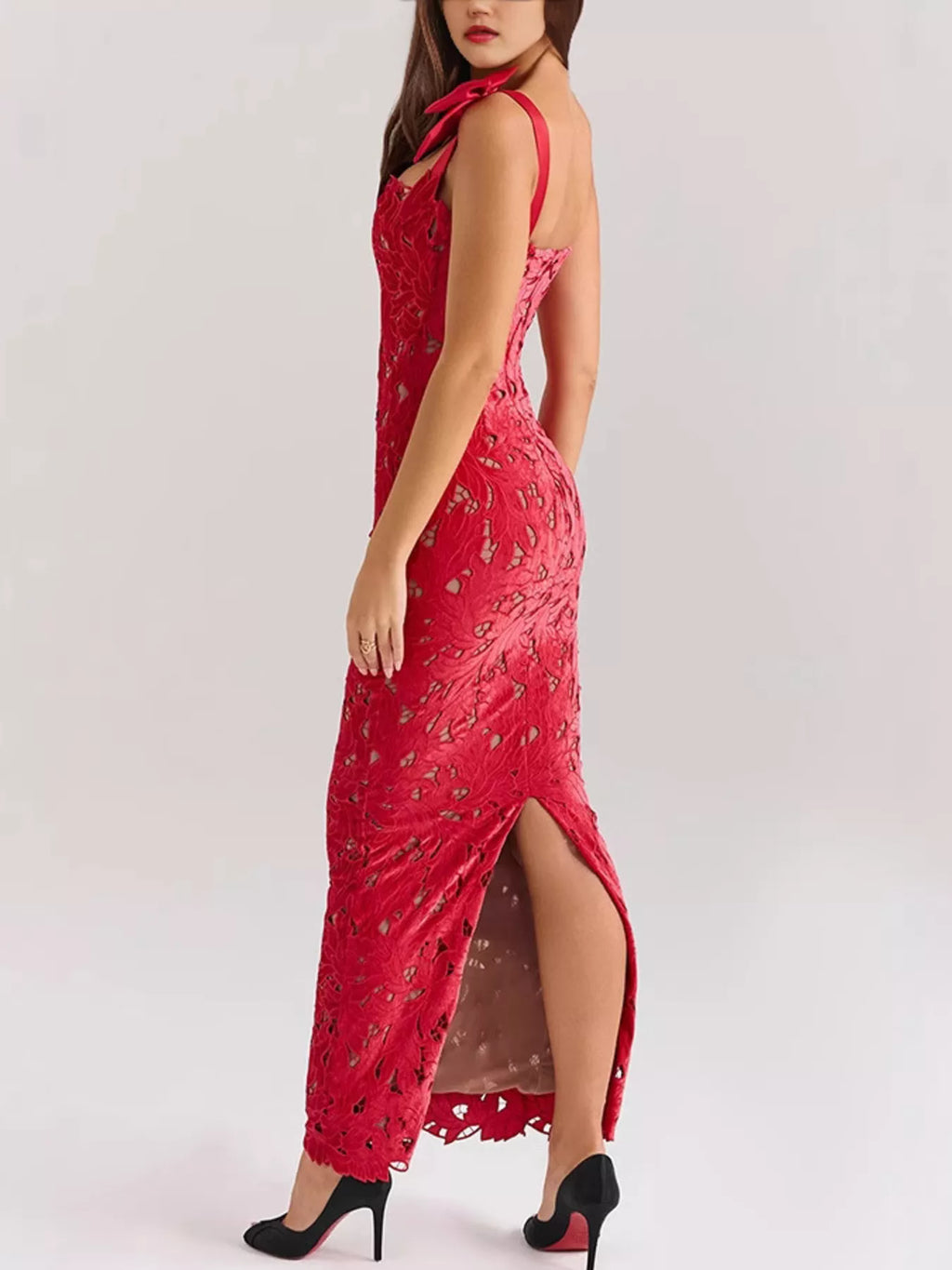 Slit Tie Shoulder Maxi Dress - Girly Tea