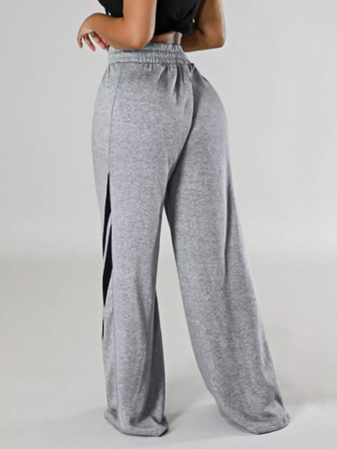 Plus Size Striped Contrast Wide Leg Pants - Girly Tea