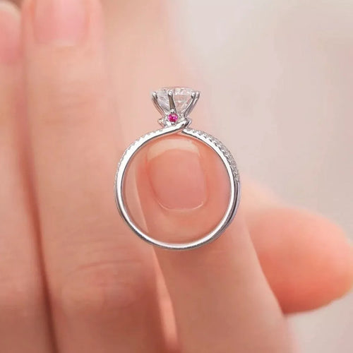 1 Carat 925 Sterling Silver Moissanite Ring - Girly Tea