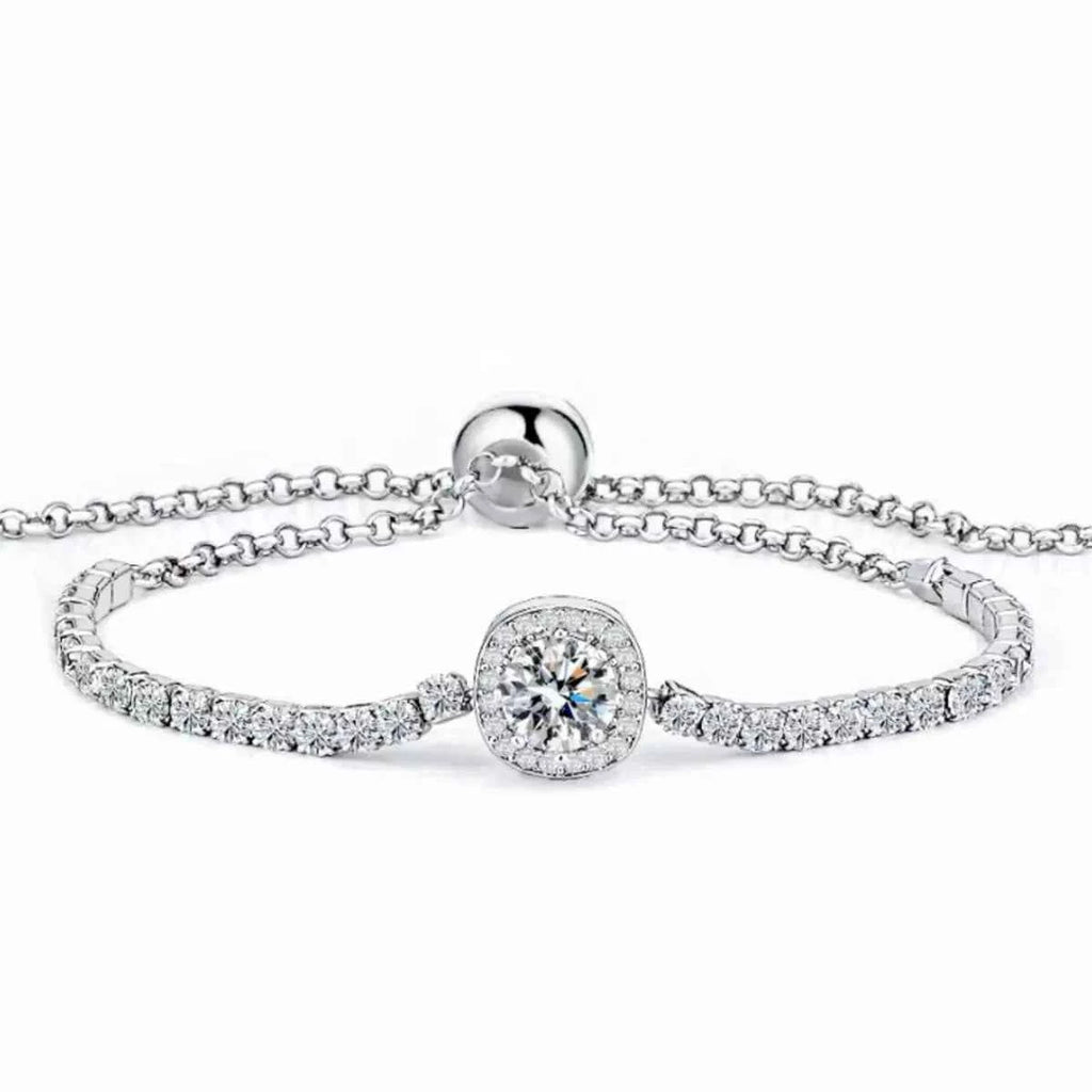 1 Carat Moissanite 925 Sterling Silver Chain Bracelet