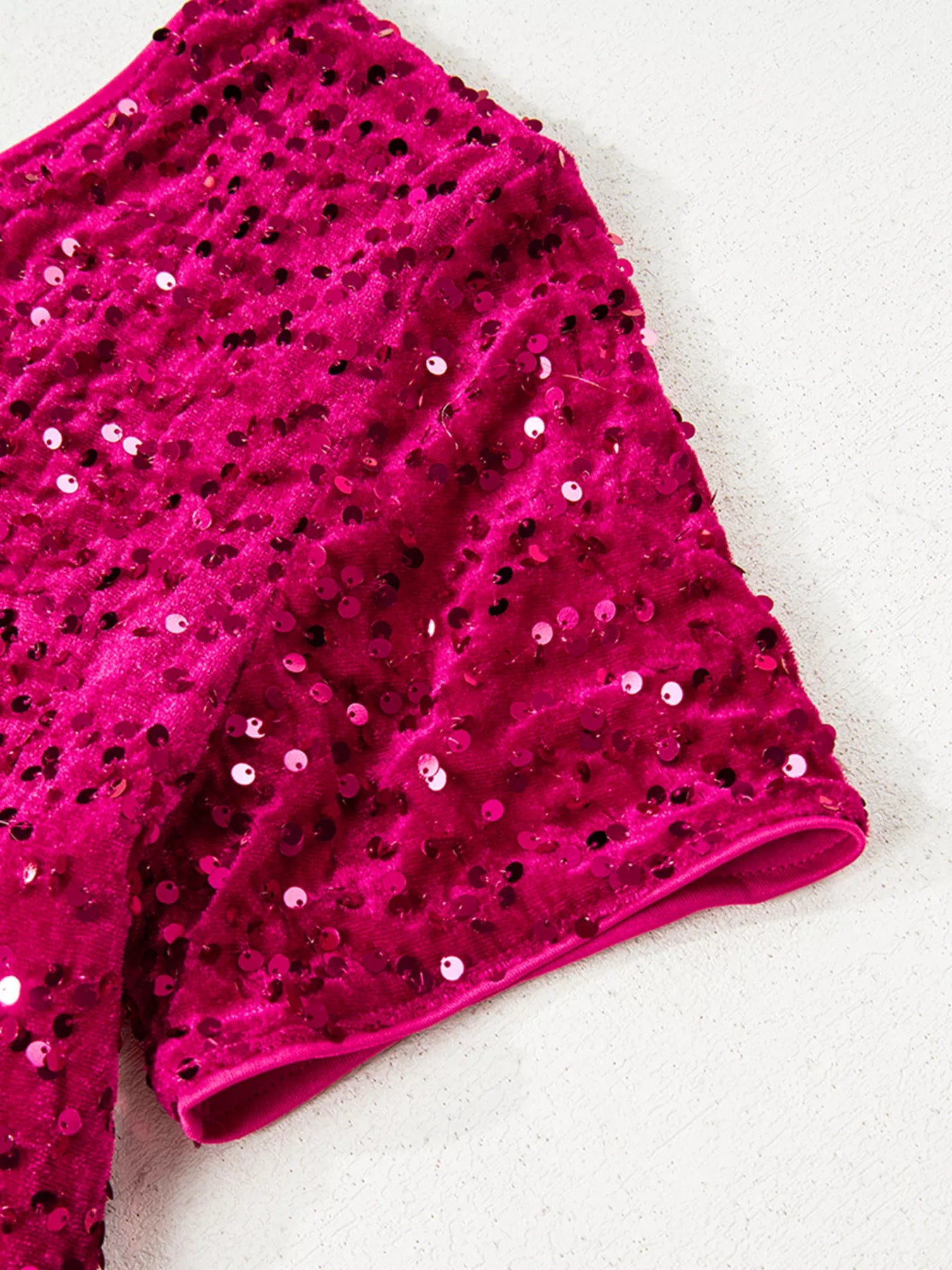 Sequin One-Shoulder Dress with High Slit - Girly Tea