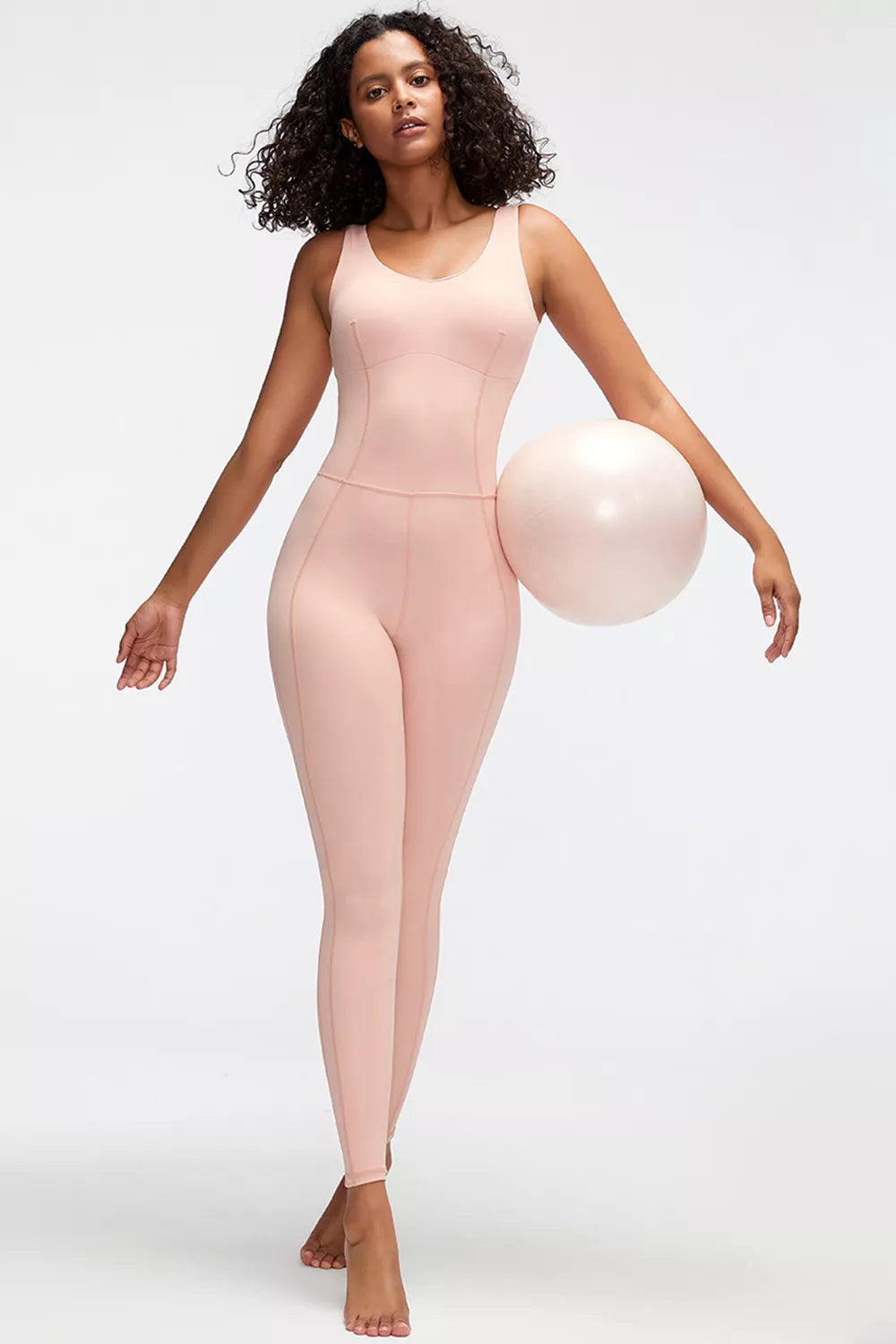 Crisscross Wide Strap Active Jumpsuit - Girly Tea