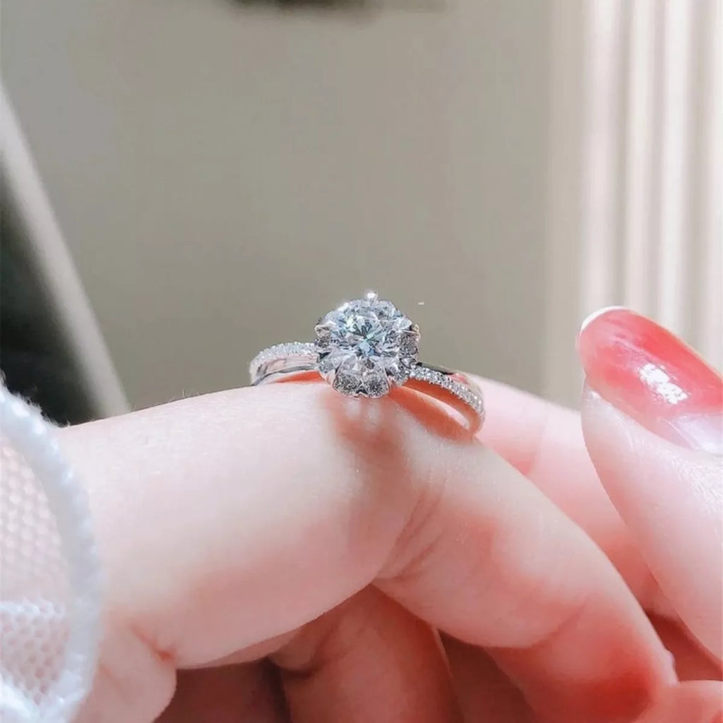 1 Carat 925 Sterling Silver Moissanite Ring - Girly Tea
