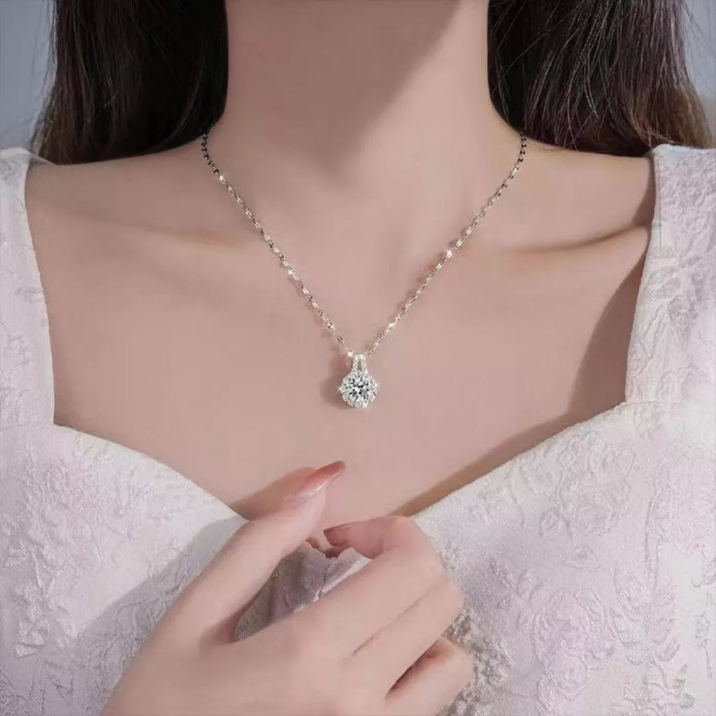 2 Carat Moissanite 925 Sterling Silver Necklace - Girly Tea