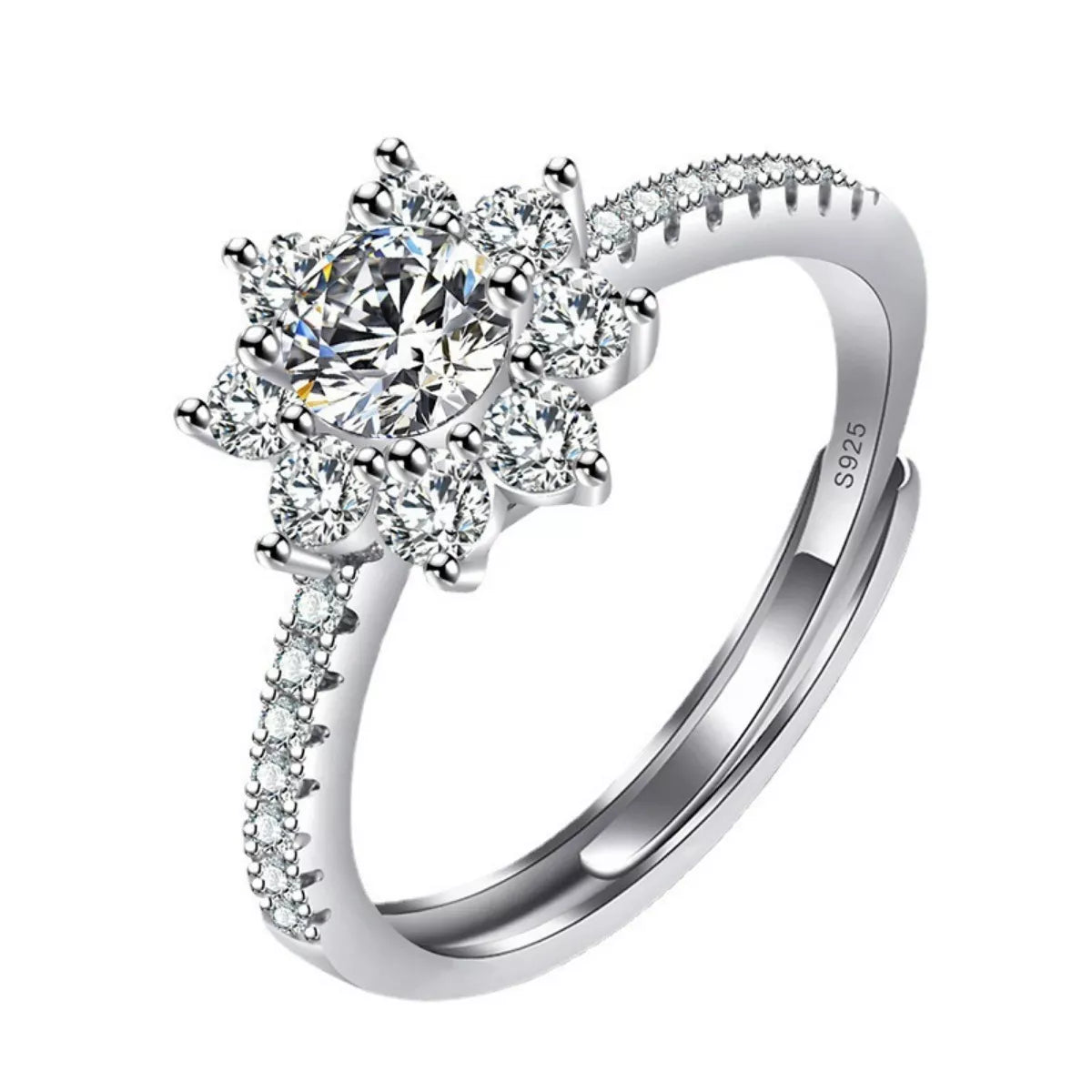 1 Carat Moissanite 925 Sterling Silver Ring - Girly Tea