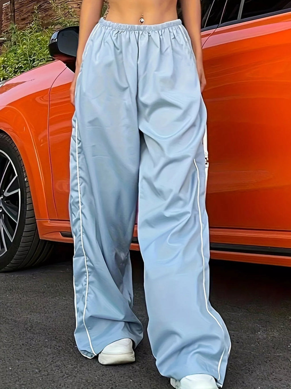 Elastic Waist Wide Leg Pants - Girly Tea