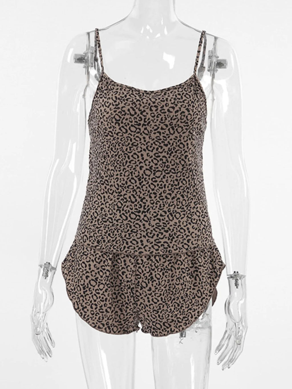 Leopard Cami Cardigan and Shorts 3-Piece Set - Girly Tea
