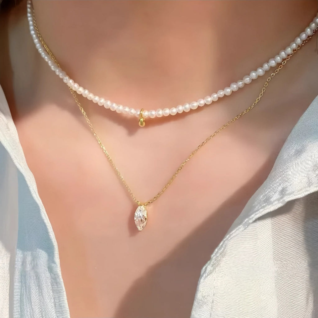 925 Sterling Silver Zircon Pendant Necklace - Girly Tea