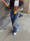 Side Distressed Jeans - Girly Tea