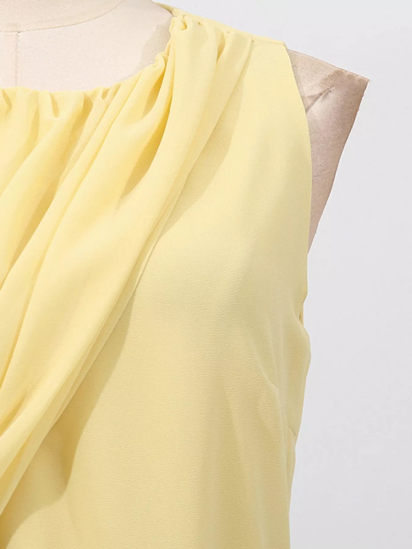 Sleeveless Ruched High-Slit Maxi Dress - Girly Tea