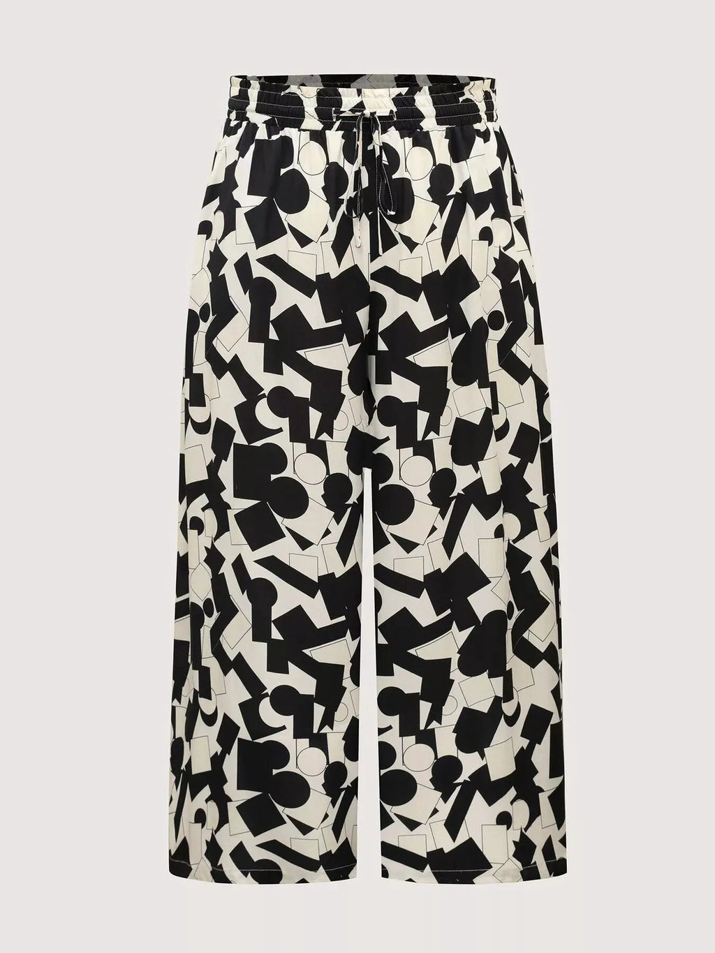 Plus Size Abstract Print Wide Leg Pants - Girly Tea