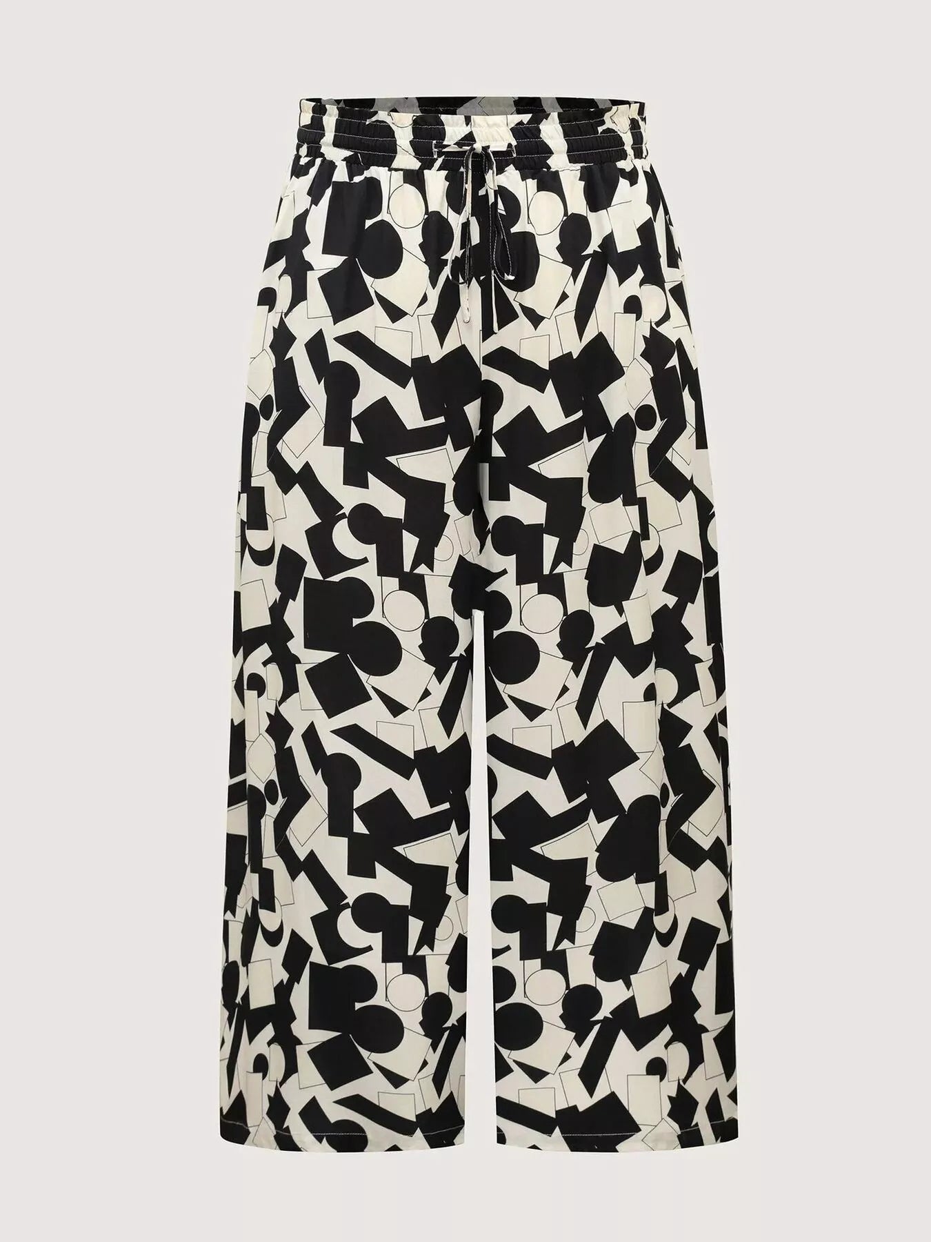 Plus Size Abstract Print Wide Leg Pants - Girly Tea