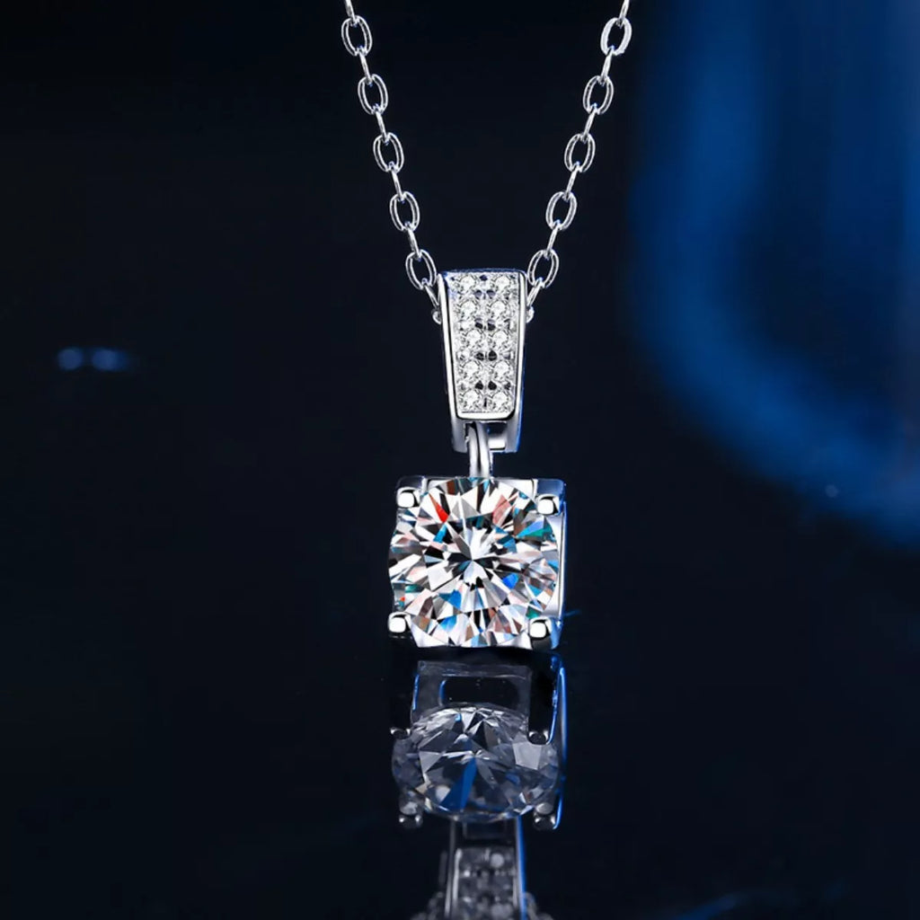 1 Carat Moissanite 925 Sterling Silver Necklace - Girly Tea