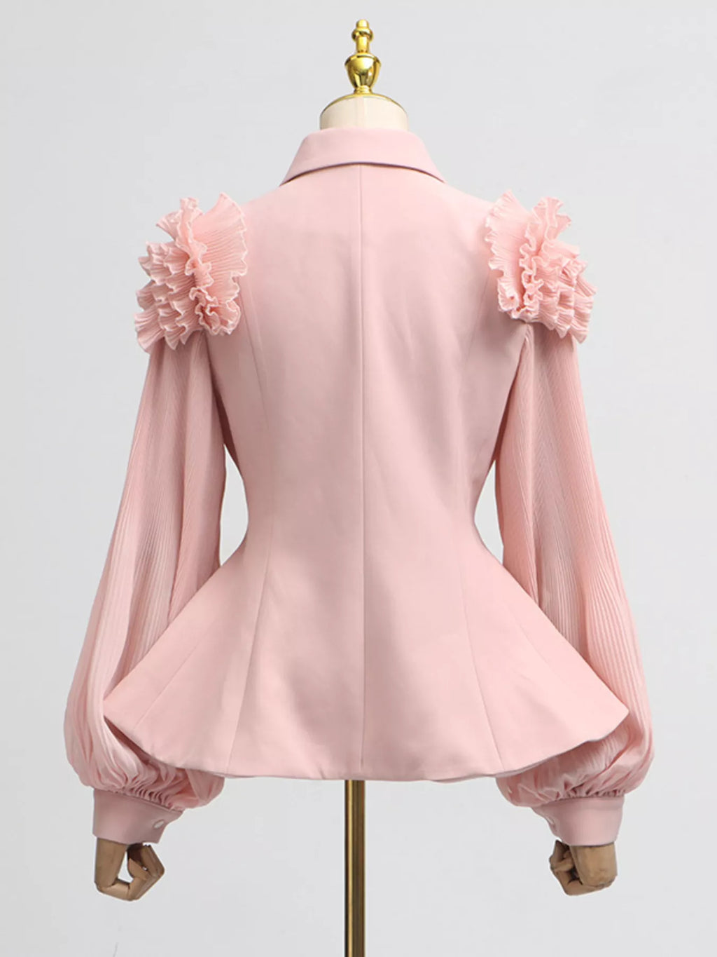 Frill Lapel Collar Top and Pleated Skirt Set - Girly Tea