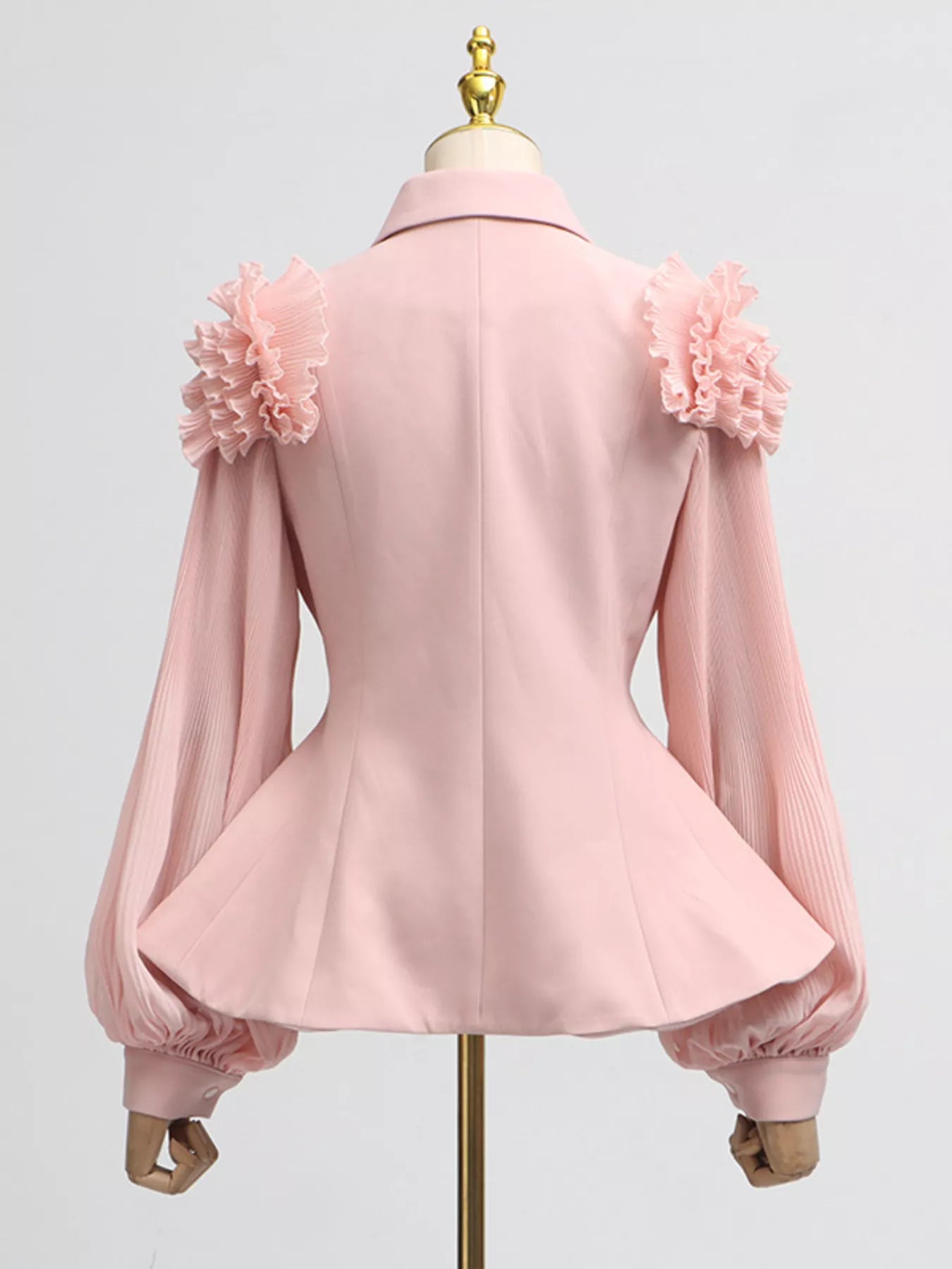 Frill Lapel Collar Top and Pleated Skirt Set - Girly Tea