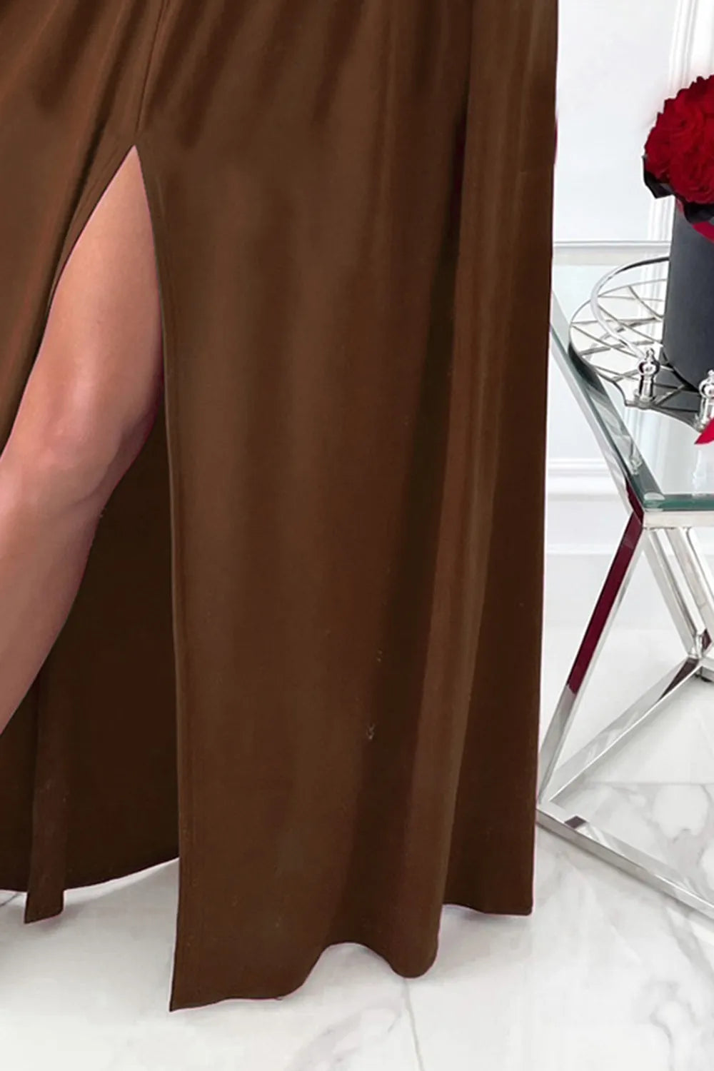 Slit Surplice Long Sleeve Maxi Dress - Girly Tea