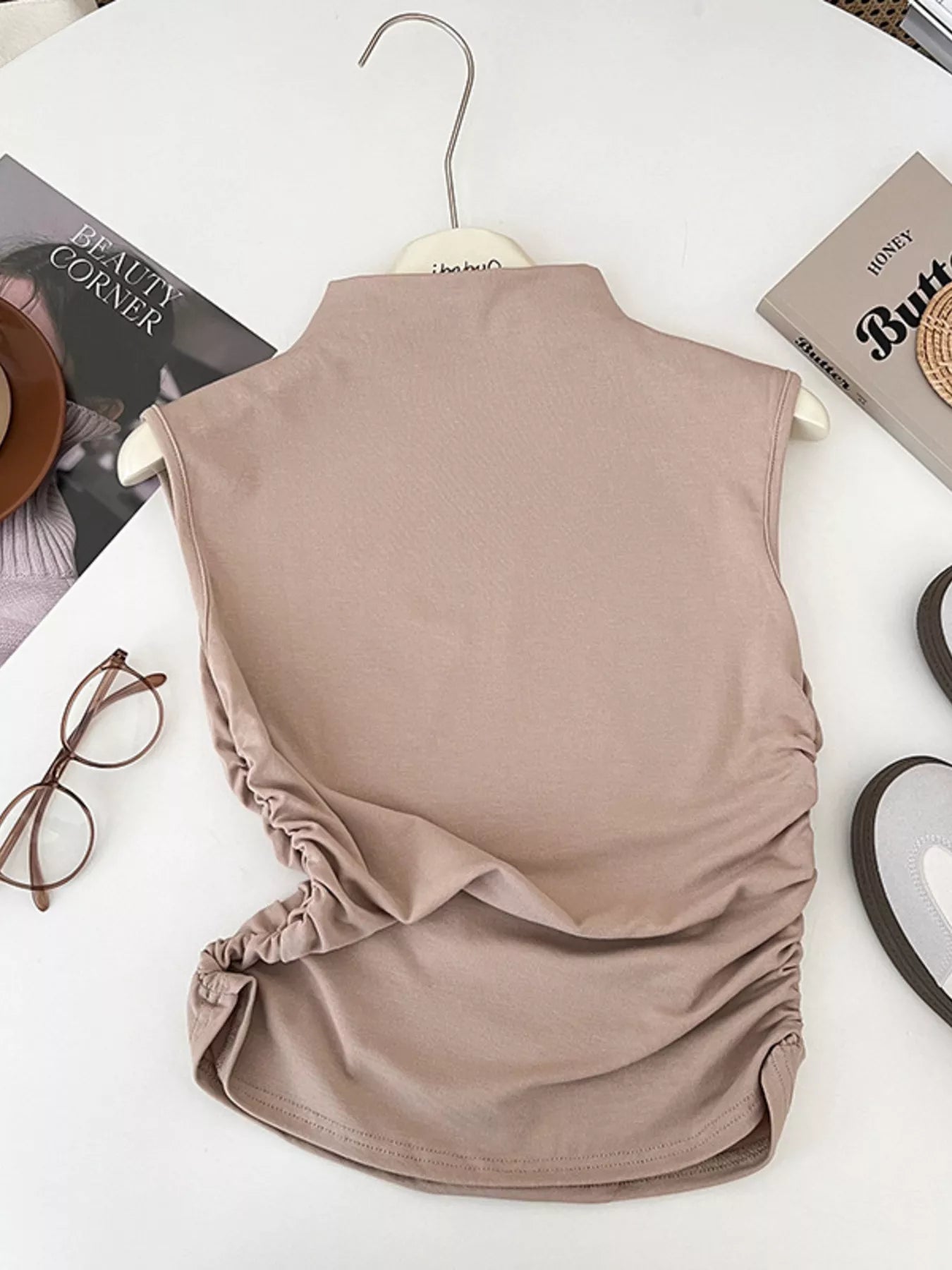 Ruched Mock Neck Tank - Girly Tea