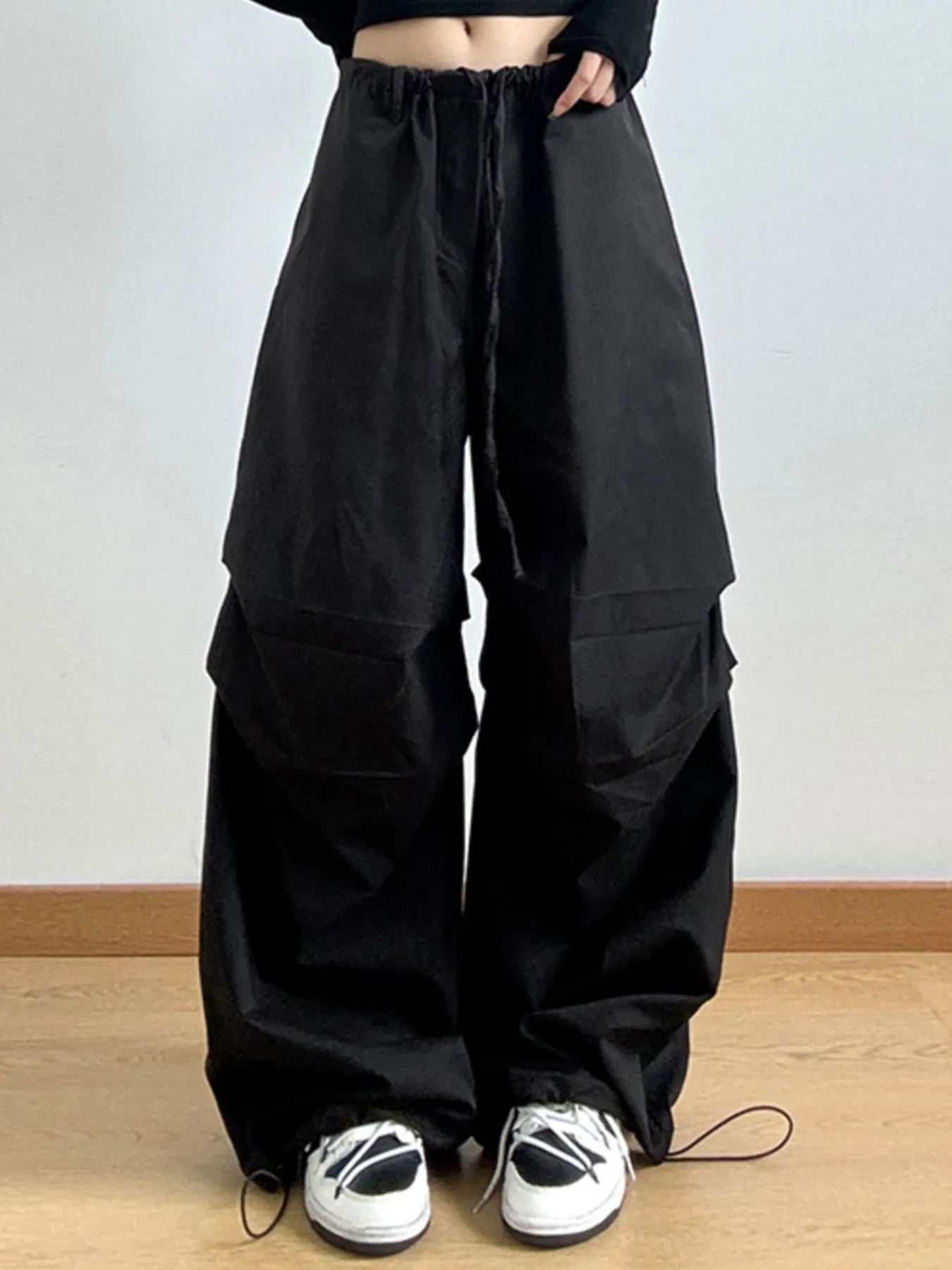 Wide Leg Casual Drawstring Pants - Girly Tea