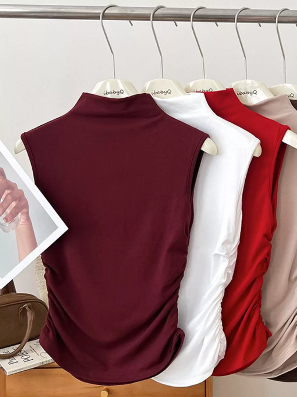 Ruched Mock Neck Tank - Girly Tea