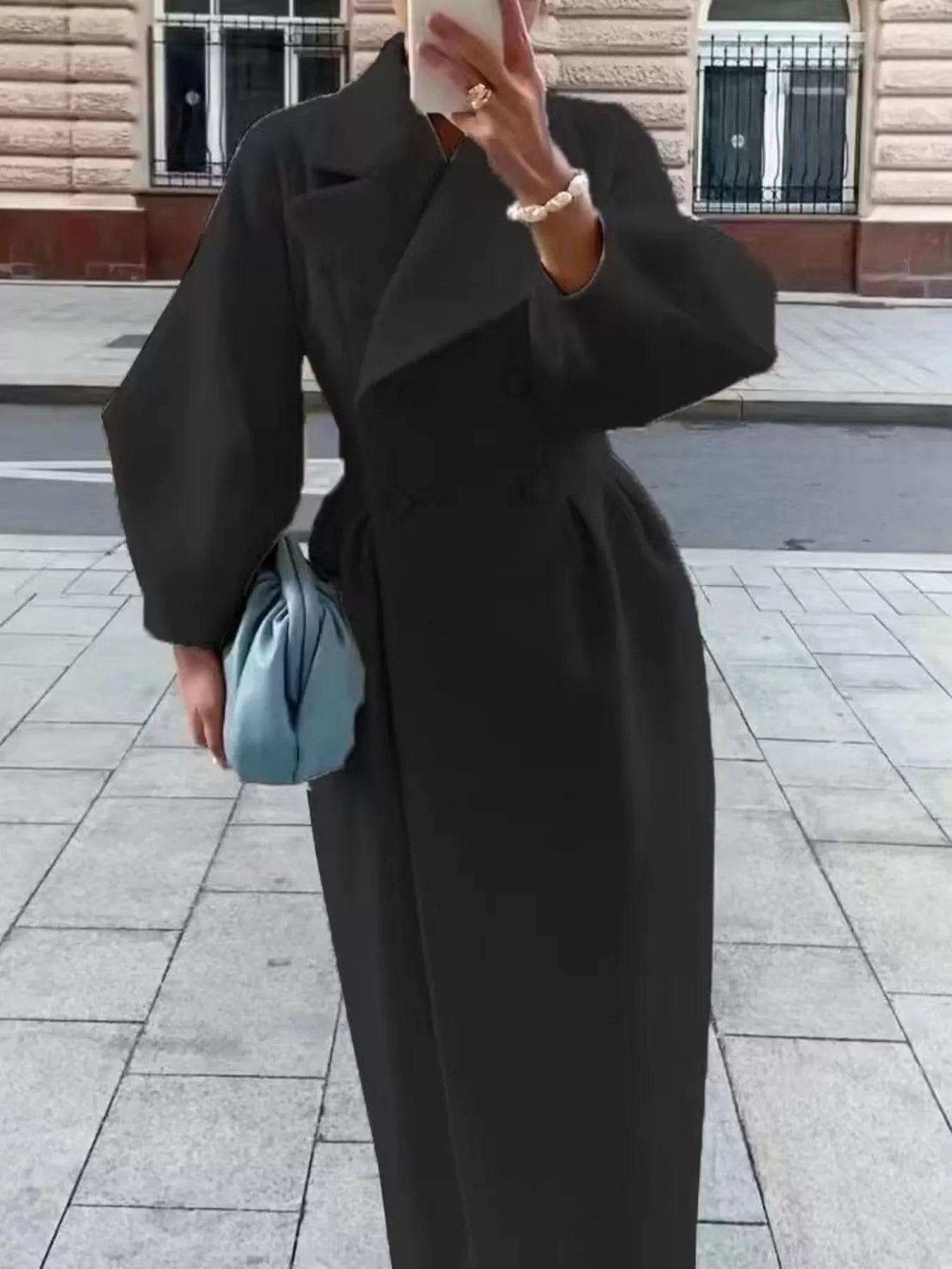 Double-Breasted Longline Coat - Girly Tea