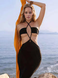 Backless Halter Neck Cover-Up Dress