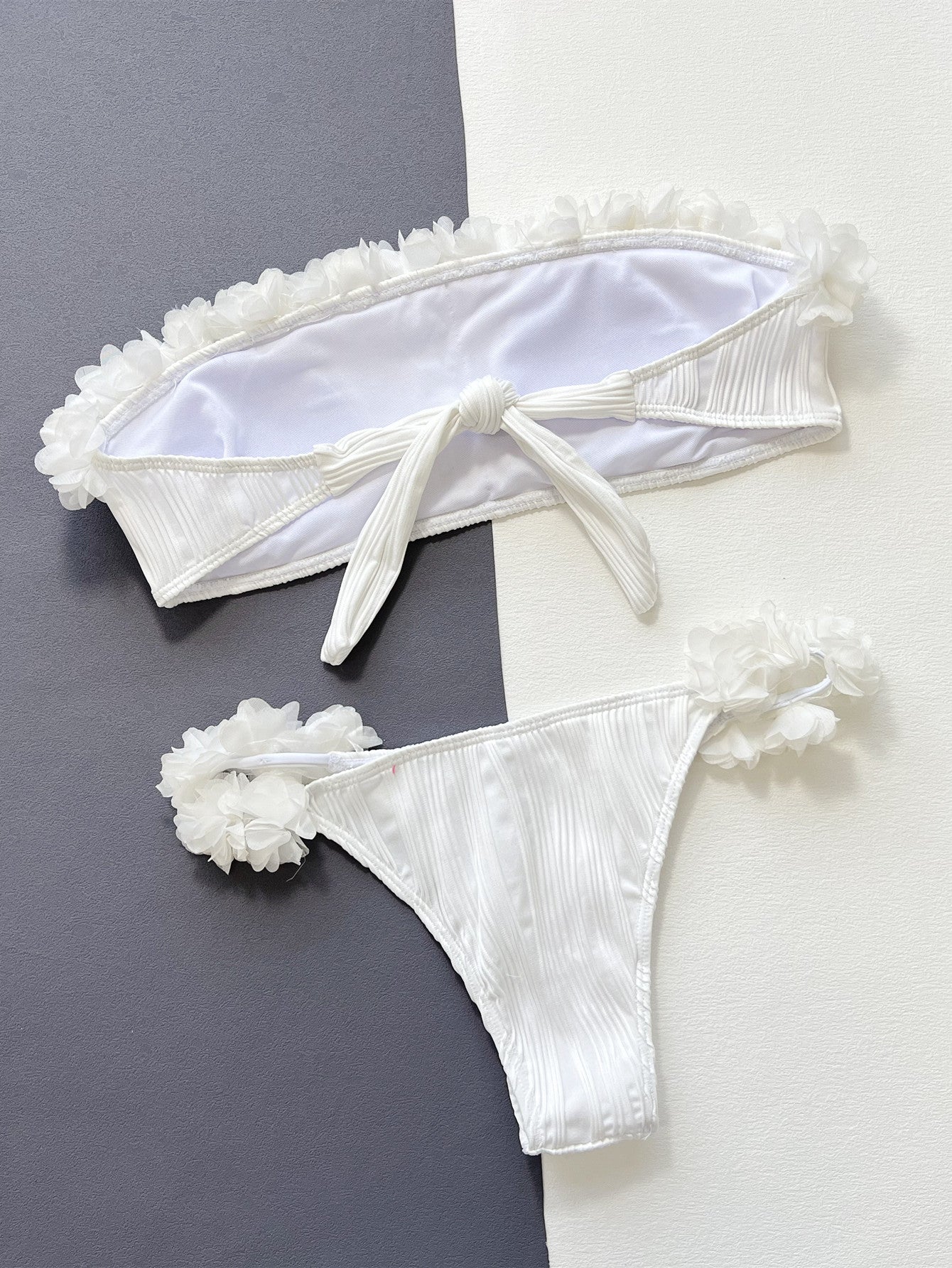 Applique Tie Back Two-Piece Bikini Set - Girly Tea