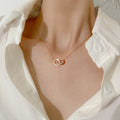 925 Sterling Silver Double Circle Pendant Necklace - Girly Tea