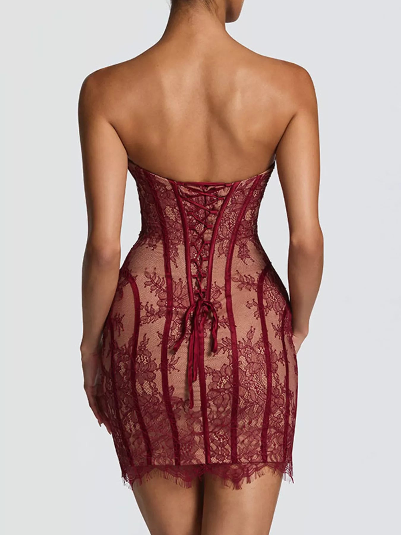 Lace Detail Tube Mini Dress - Girly Tea